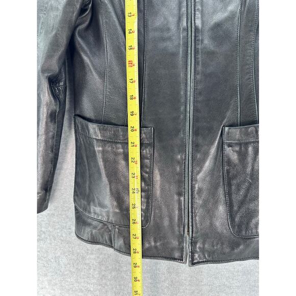 VTG Pelle Studio by Wilson's Leather Womens sz M Black Leather Zipup Jacket SOFT - Picture 4 of 13